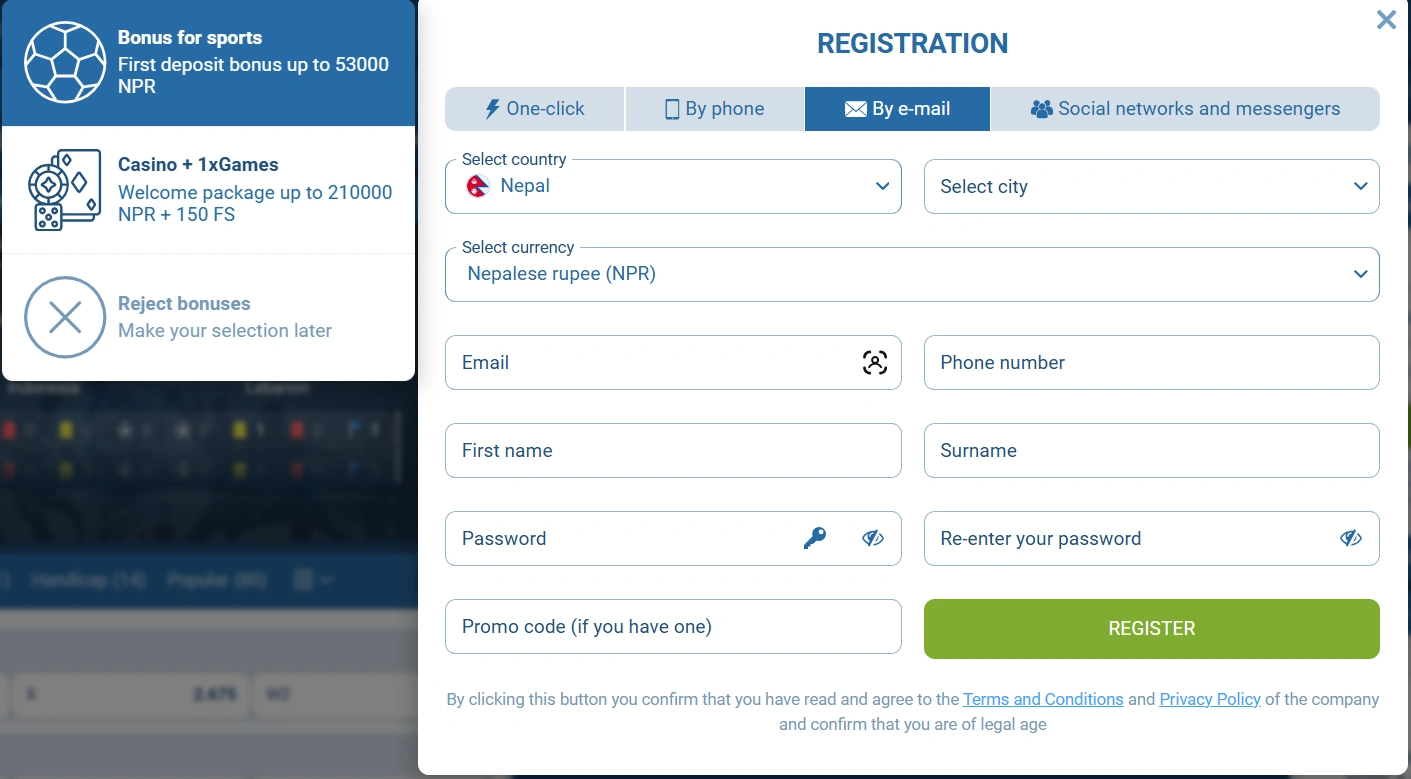 1xbet login